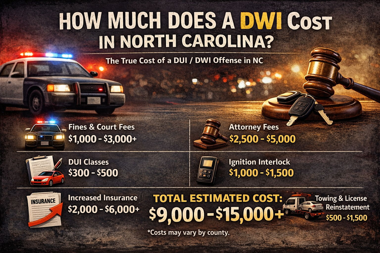 How Much Does a DWI Cost in NC